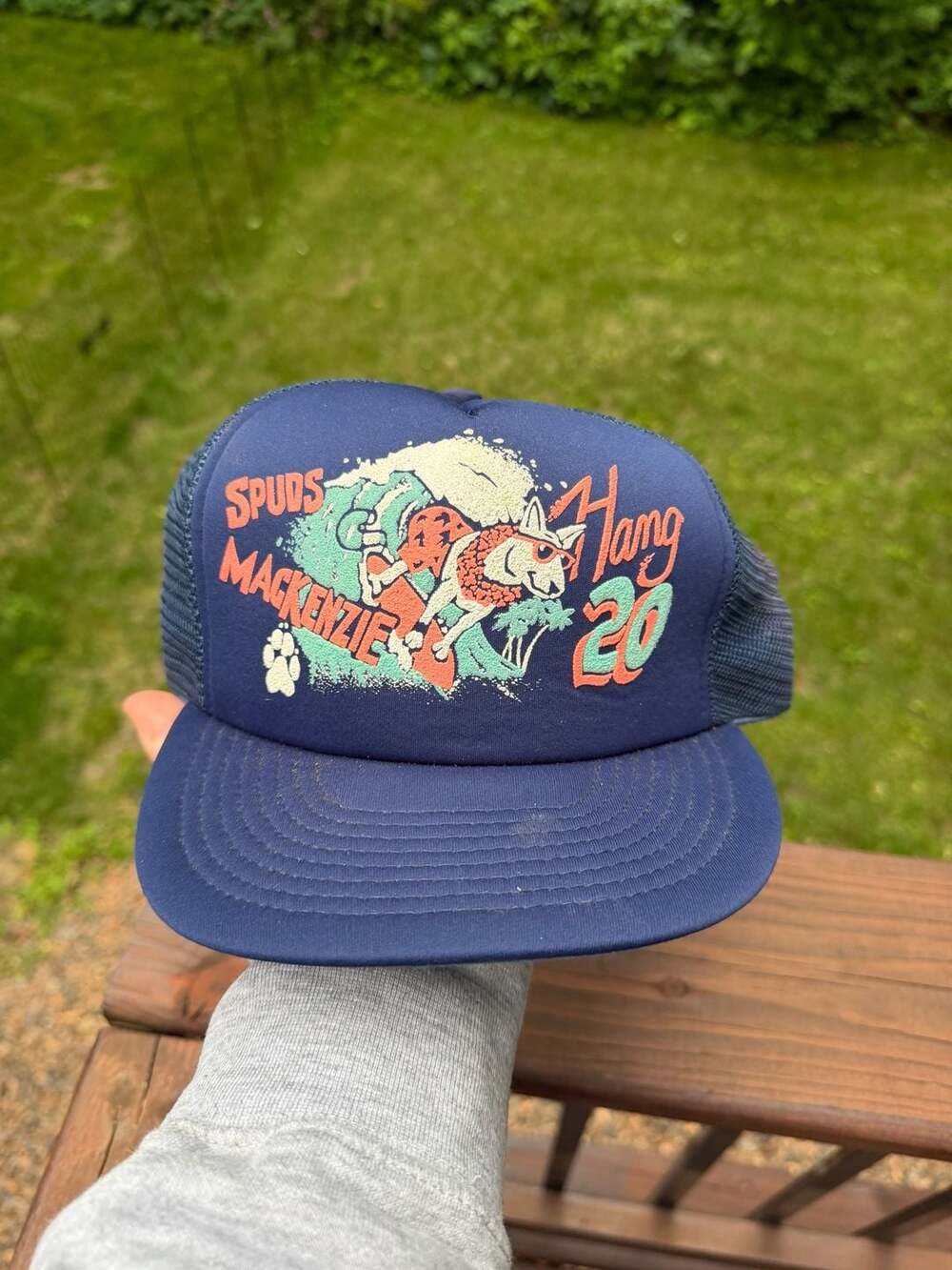 Vintage Spuds Mackenzie Hang 20 Surfing Dog Foam Trucker Snapback Hat